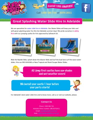 Great Splashing Water Slide Hire In Adelaide