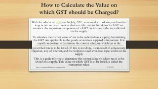 PPT on How to Calculate the Value on which GST should be Charged?