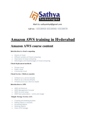 Amazon AWS training in hyderabad