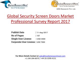 Global Security Screen Doors Market Forecast 2017-2022