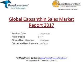 2017 to 2022 Global Capsanthin Sales Market Research Analysis Report
