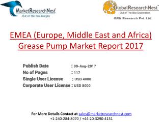 EMEA (Europe, Middle East and Africa) Grease Pump Market Major Players Product Revenue 2017