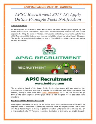 APSC Recruitment