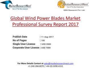 2017 to 2022 Global Wind Power Blades Market Professional Survey Analysis Report