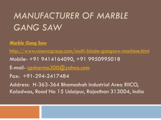Manufacturer of Marble Gangsaw