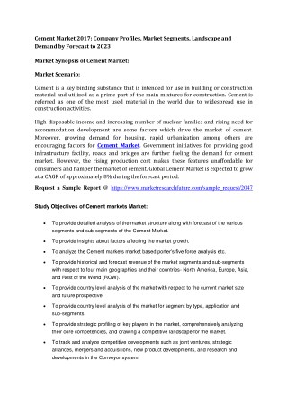 Cement Market 2017 Research, Market Share, Competitor Strategy, Industry Trends by Forecast to 2022