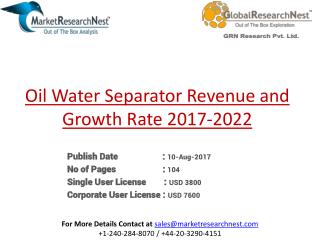 United States Oil Water Separator Market 2017 Industry, Analysis, Research, Share, Growth, Sales, Trends, Supply, Foreca