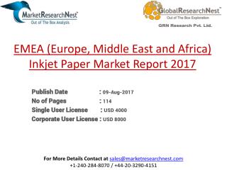 EMEA (Europe, Middle East and Africa) Inkjet Paper Market Major Players Product Revenue 2017