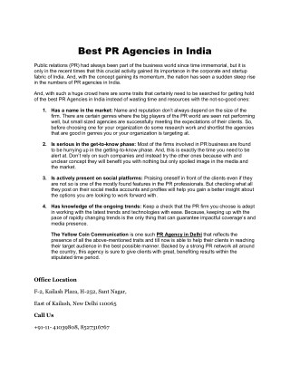 Best PR Agencies in India