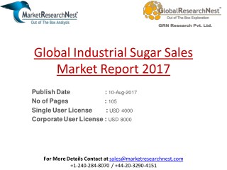 2017 to 2022 Global Industrial Sugar Sales Market Research Analysis Report