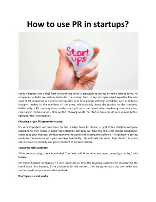 How to use PR firms at the startups