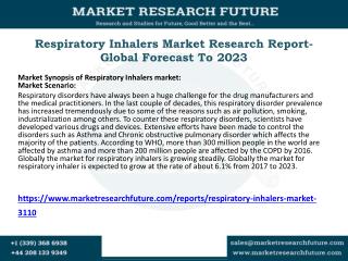 Respiratory Inhalers Market Research Report- Global Forecast To 2023