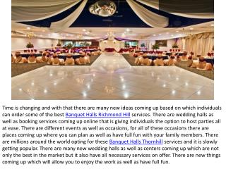 Banquet Halls Richmond Hill Thornhill Vaughan Woodbridge