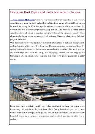Boat Repair Melbourne