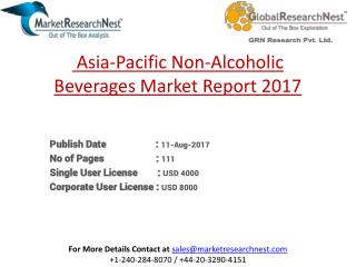 Asia-Pacific Non-Alcoholic Beverages Market Research Report 2017 to 2022