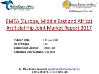 EMEA (Europe, Middle East and Africa) Artificial Hip Joint Market Major Players Product Revenue 2017