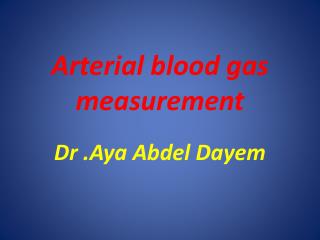 Arterial blood gas measurement