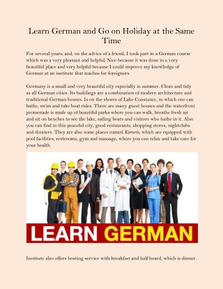 Learn German and Go on Holiday at the Same Time