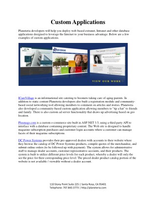 Custom Application Services - Planeteria Media