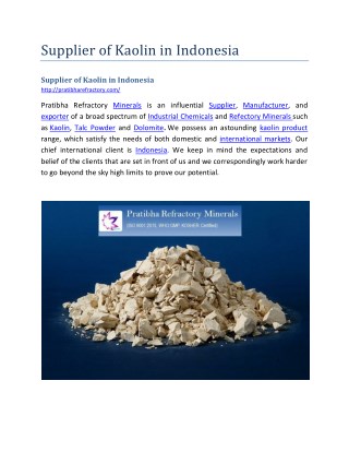 Supplier of Kaolin in Indonesia