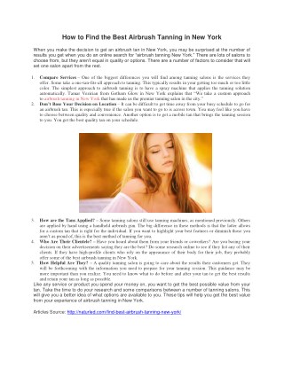 How to Find the Best Airbrush Tanning in New York
