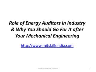 Role of Energy Auditors in Industry & Why You Should Go For It after Your Mechanical Engineering | Post Graduate Traini