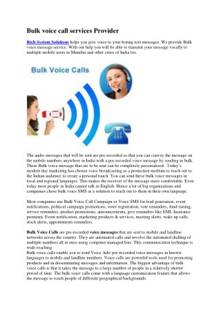 Bulk voice call services Provider