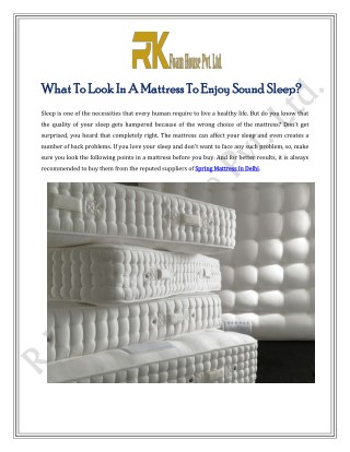 What To Look In A Mattress To Enjoy Sound Sleep?