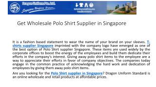 Get wholesale polo shirt supplier in Singapore | Uniform Standard