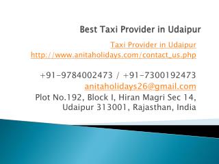 Best Taxi Provider in Udaipur