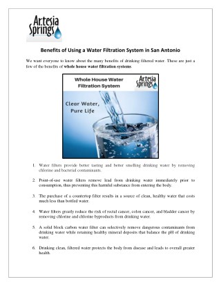 Whole House Water Filtration System in San Antonio