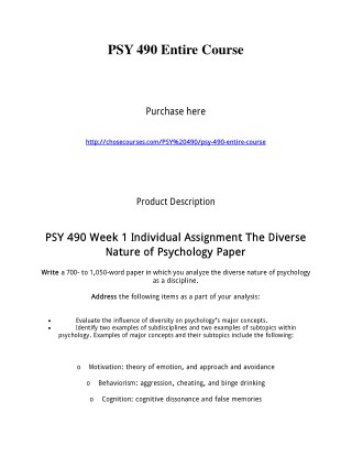 PSY 490 Entire Course