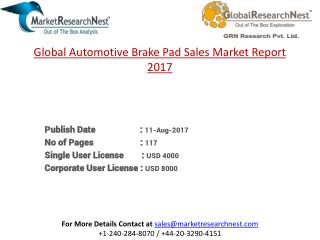 Global Automotive Brake Pad Sales Revenue and Growth Rate 2017-2022