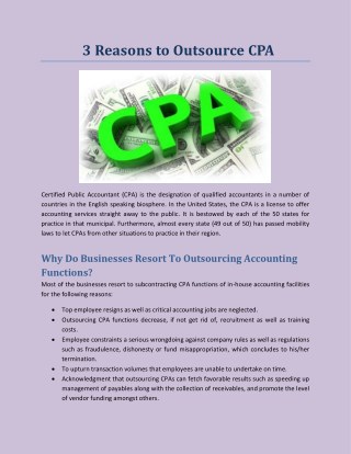 3 Reasons to Outsource CPA