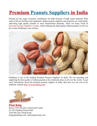 Premium Peanuts Suppliers in India