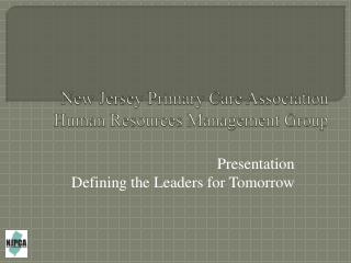 New Jersey Primary Care Association Human Resources Management Group