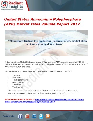 United States Ammonium Polyphosphate (APP) Market sales Volume Report 2017
