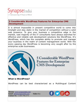 5 Considerable WordPress Features for Enterprise CMS Development