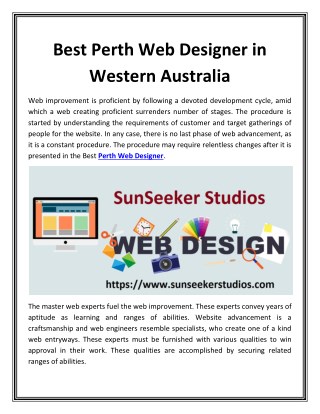 Best Perth Web Designer in Western Australia