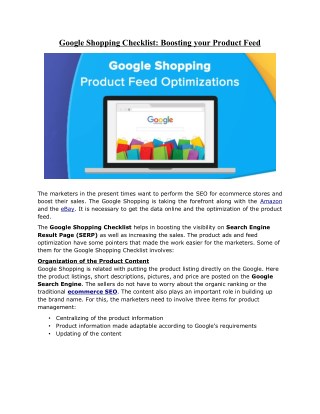Google Shopping Checklist: Boosting your Product Feed