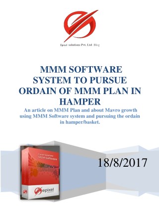 MMM Software system to pursue ordain of MMM Plan in hamper