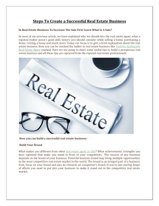 Steps To Create a Successful Real Estate Business