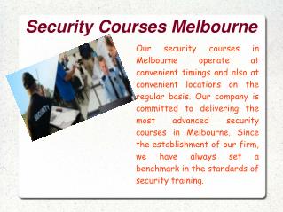 Security Courses Melbournee