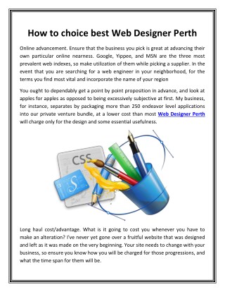 How to choice best Web Designer Perth