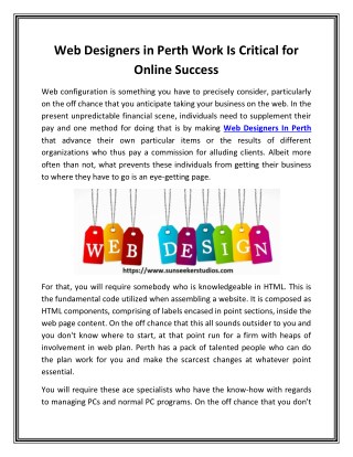 Web Designers in Perth Work Is Critical for Online Success