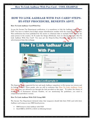 How To Link Aadhaar Card With Pan