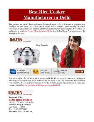 Best Rice Cooker Manufacturer in Delhi