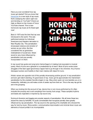 How Horrorcore Rap Music got Started High on Blood Voices of Terror