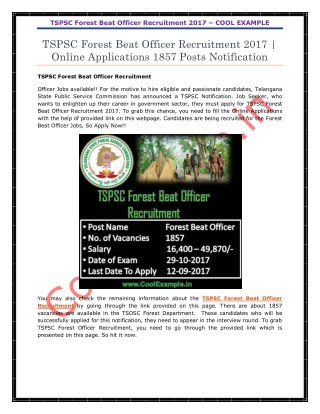 TSPSC Forest Beat Officer Recruitment