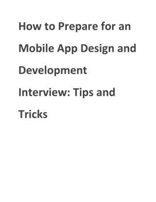 How to Prepare for an Mobile App Design and Development Interview: Tips and Tricks